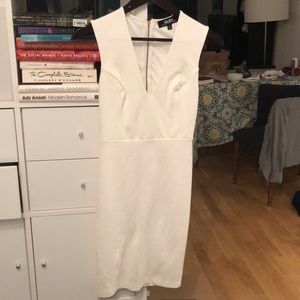 White V Neck Bodycon Dress (Size Small)